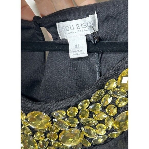 Bijou Bisou Black Yellow Gems Sleeveless Tank Top Formal Business Size XL NWT - Picture 11 of 11